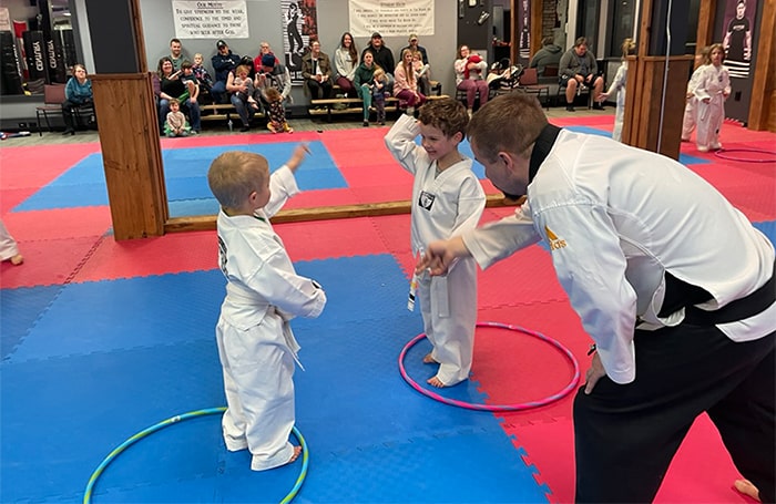 Children practicing Taekwondo