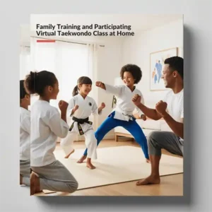 Family Training and Participating Virtual Taekwondo Class at Home