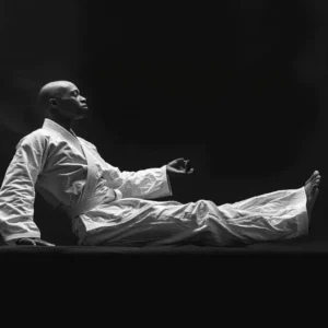 Taekwondo fitness exercises: Athlete performing leg raises to build core strength and improve stability