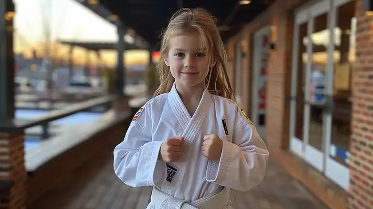 child practicing martial arts for self-esteem.